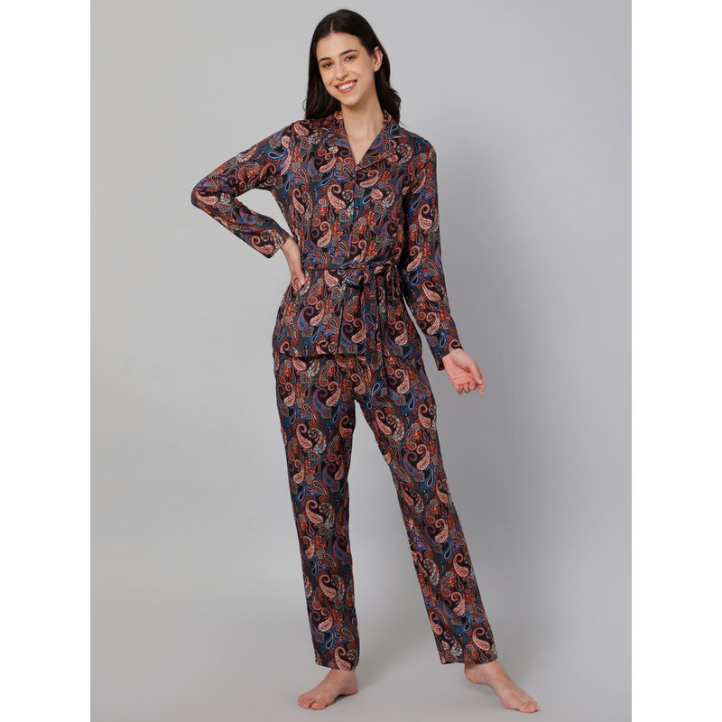 Drape In Vogue Women'S Black Keri Print Night Suit (S)
