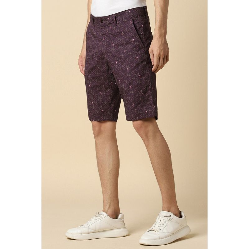 Allen Solly Men Burgundy Printed Slim Fit Shorts (28)