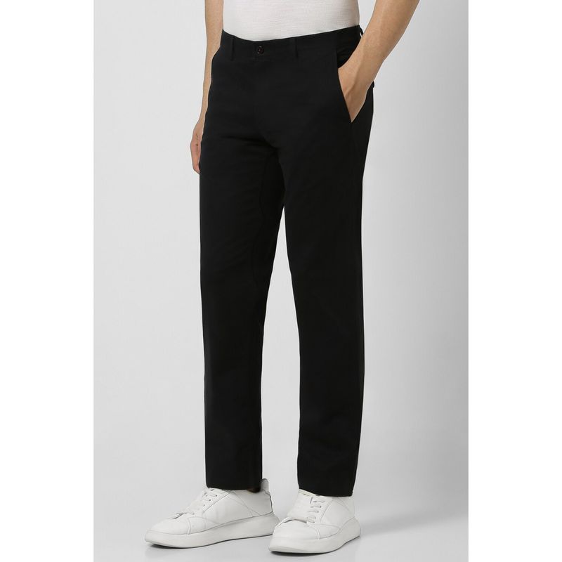 Van Heusen Men Black Solid Slim Fit Trousers (32)