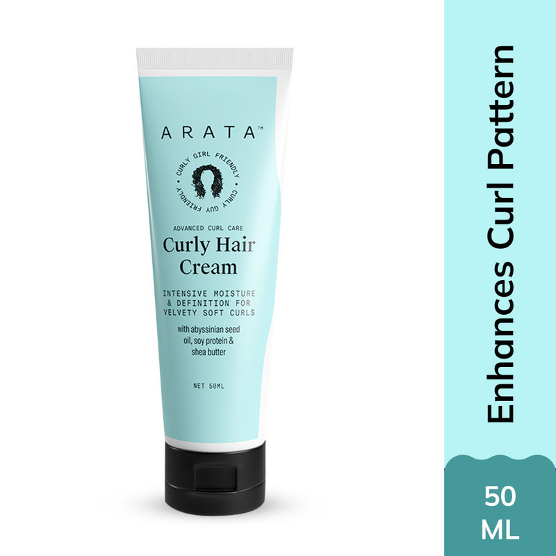 Arata Curly Hair Cream For Definition With Abyssinian Seed Oil, Soya Protein & Shea Butter