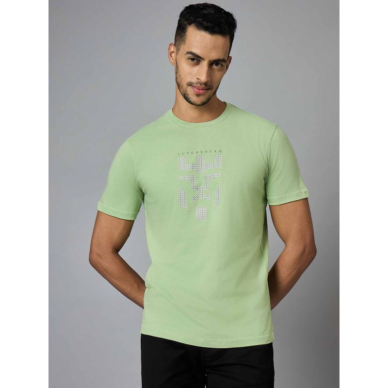 Louis Stitch Men Cotton Pastel Green Regular Fit Half Sleeve Round Neck T-Shirt (S)