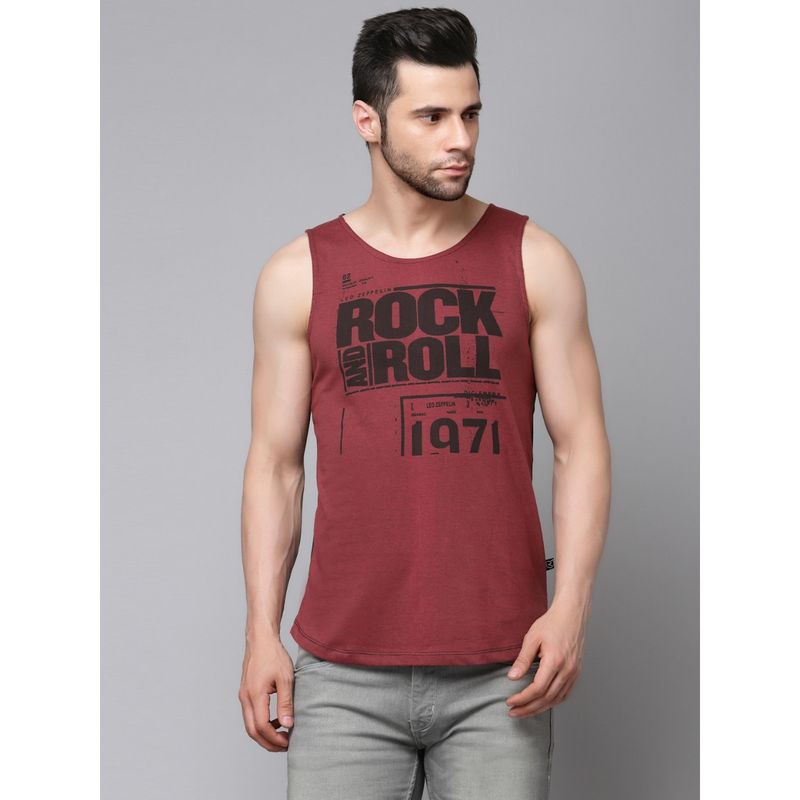 RIGO Men Maroon Vest T-Shirt (XL)