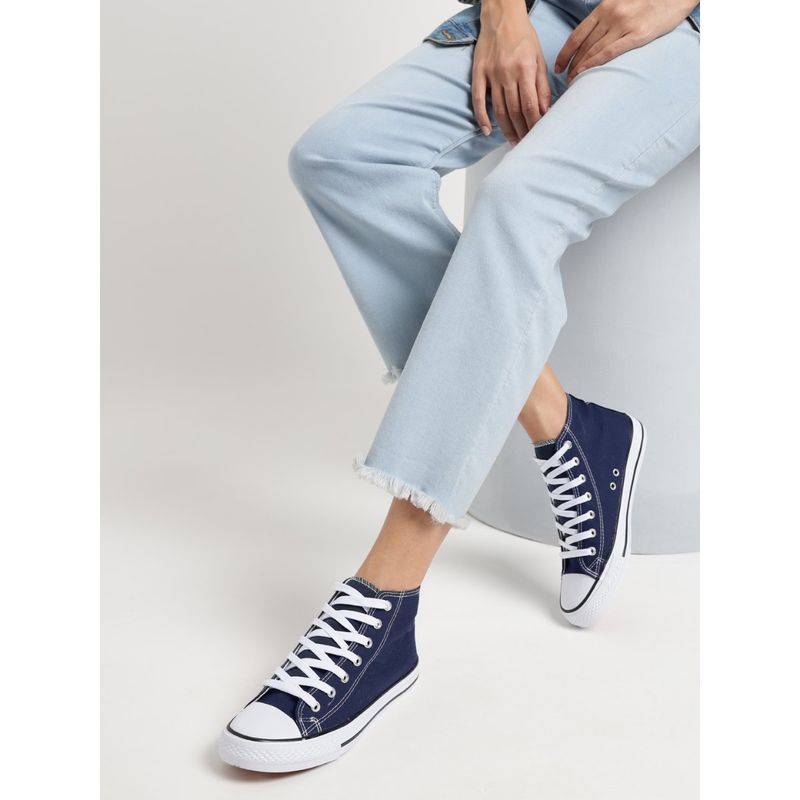 Truffle Collection Navy Blue Solid Sneakers (UK 3)