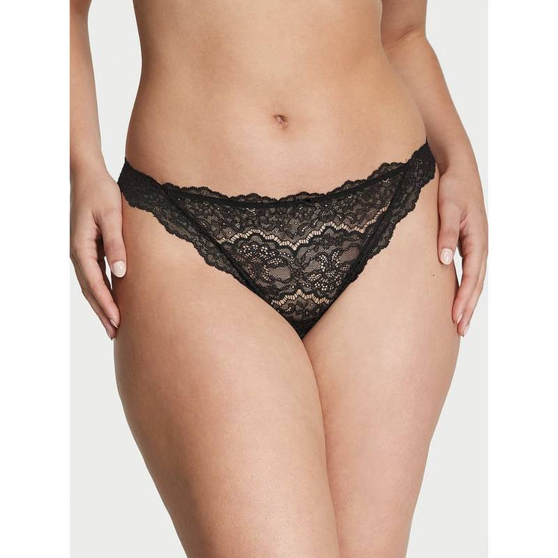 Victoria's Secret Dream Angels Lace Thong Panty - Black (XS)