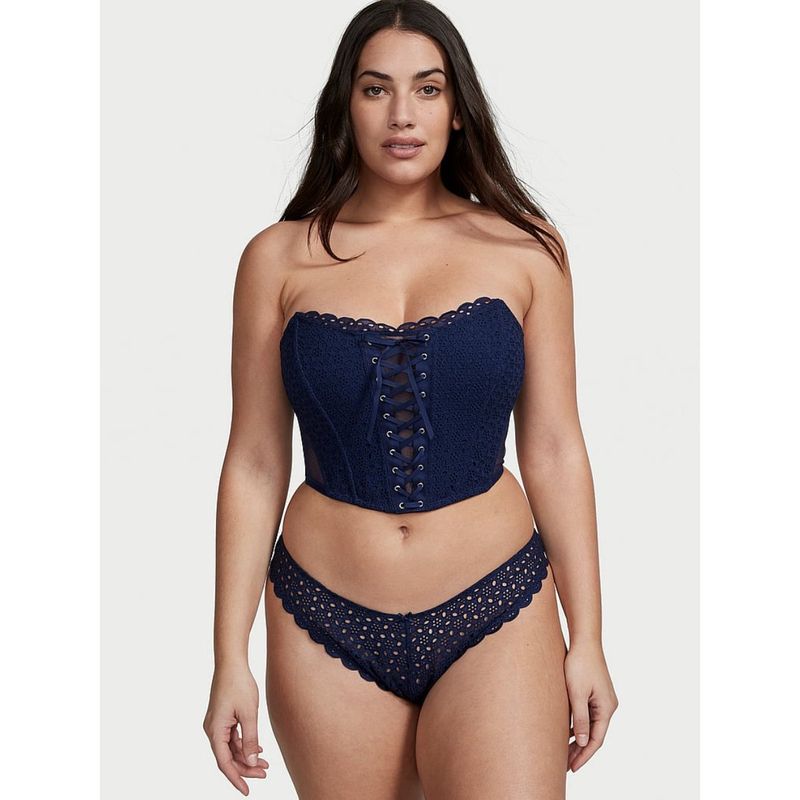 Victoria's Secret Dream Angels Eyelet Lace Brazilian Panty - Navy Blue (XS)