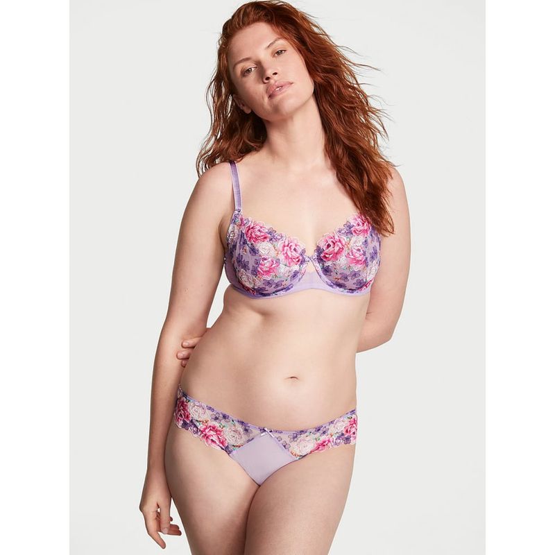 Victoria's Secret Dream Angels Floral Embroidery Cheekini Panty - Purple (XS)