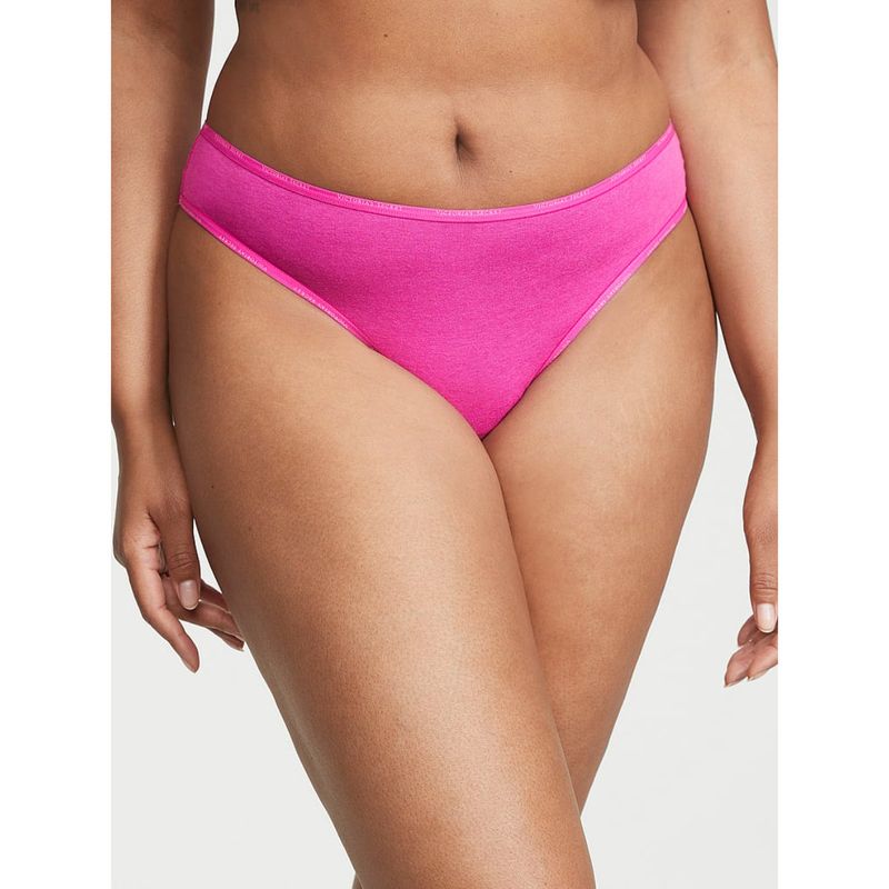 Victoria's Secret Cotton Mini Logo Cotton Thong Panty - Pink (XS)