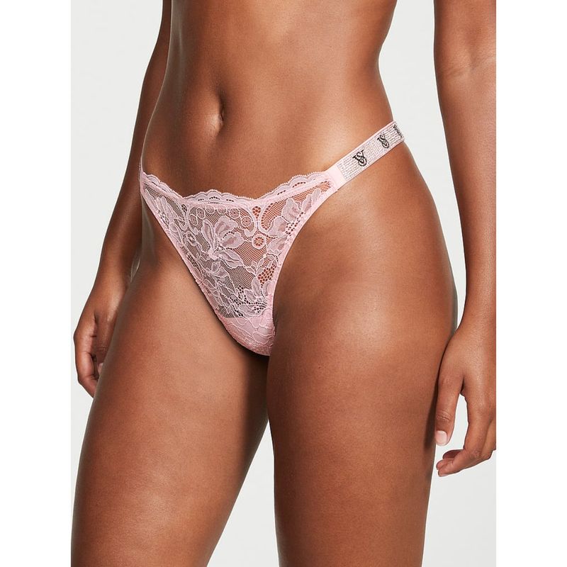 Victoria's Secret Very Sexy Shine Strap Lace Thong Panty - Pink (S)