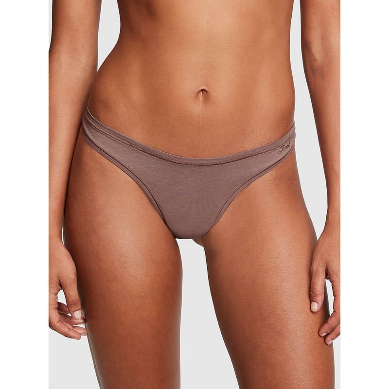 Victoria's Secret PINK Cotton Thong Panty - Brown (2XL)