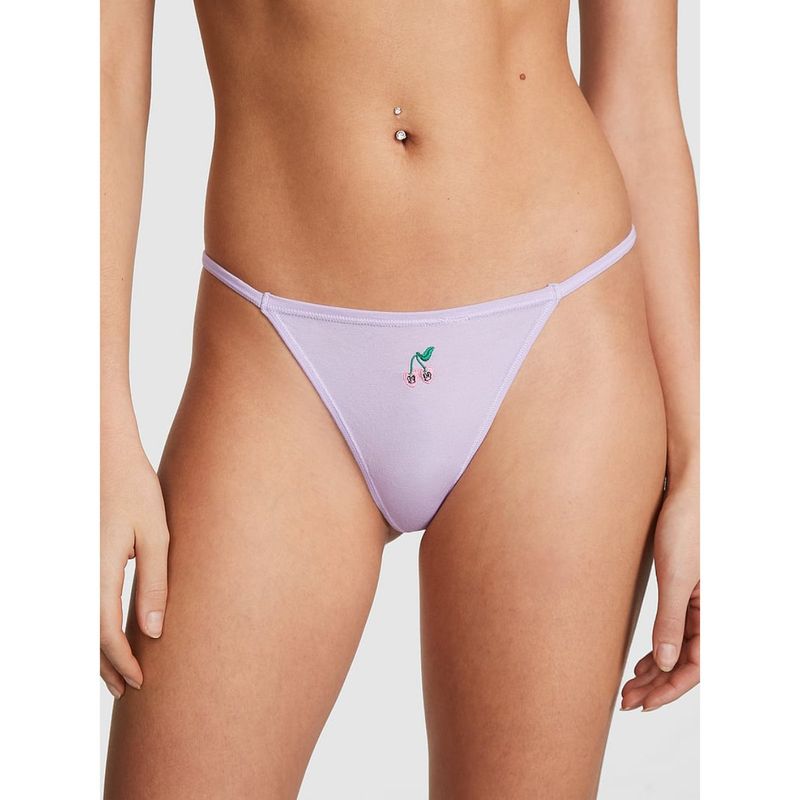 Victoria's Secret PINK Cotton V-String Panty - Purple (L)