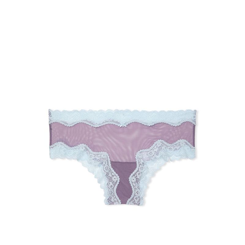 Victoria's Secret Tease Mesh Lace-Trim Cheeky Panty - Purple (S)