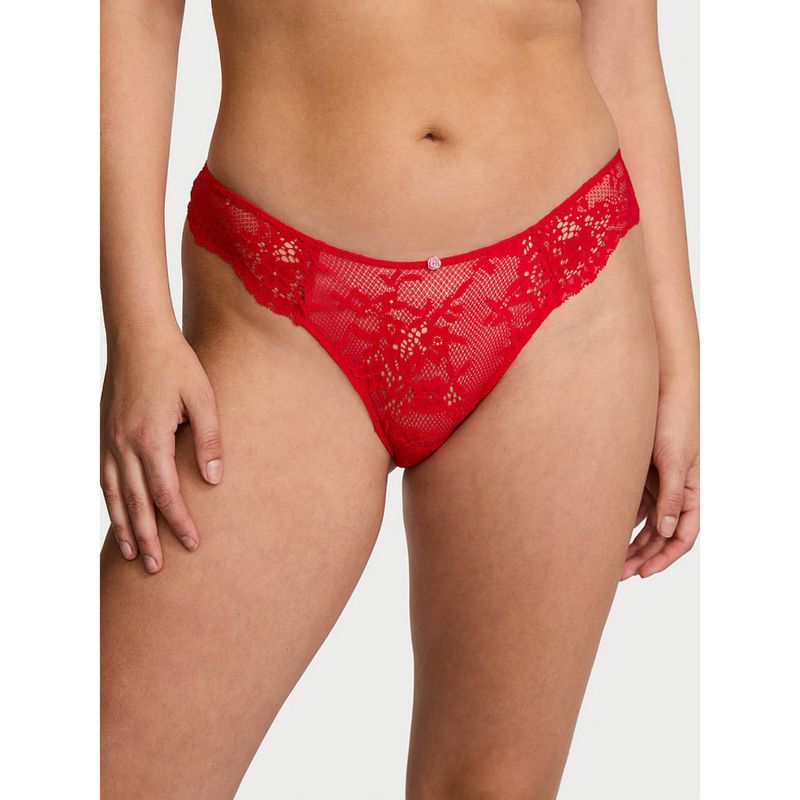 Victoria's Secret Dream Angels Twinkle Bow Lace Brazilian Panty - Red (XS)
