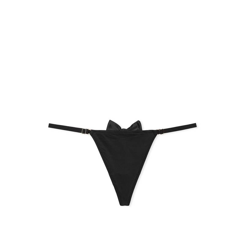 Victoria's Secret Very Sexy Tuxedo Bow Adjustable V-String Panty - Black (S)