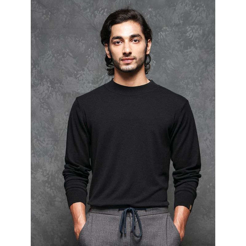 Rare Rabbit Black Premium Crew Neck Sweater (L)