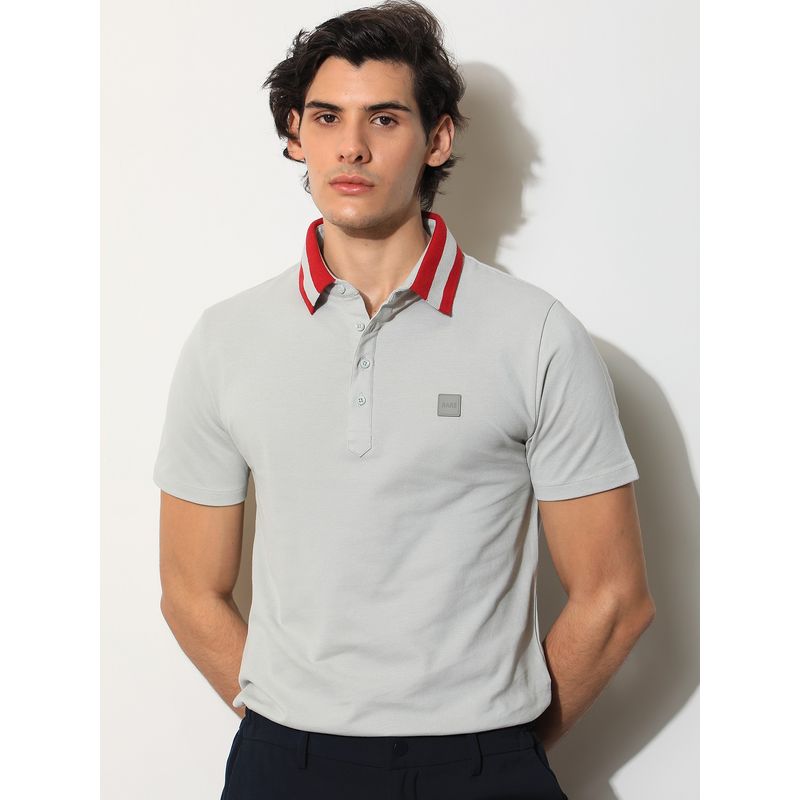 Rare Rabbit Divide Light Grey Polo T-Shirt (M)
