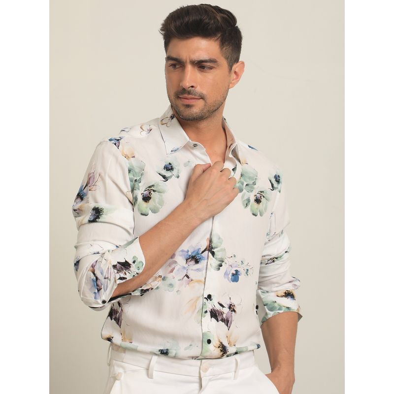 Rare Rabbit Flowey Primary White Shirt (L)