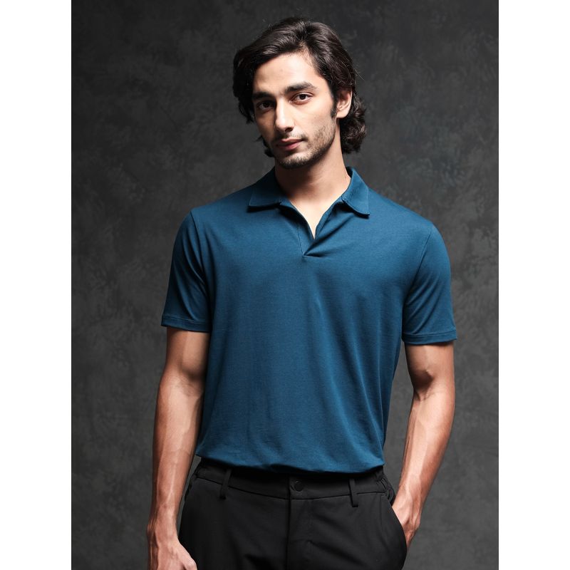 Rare Rabbit Teal Premium Silk Touch Polo T-Shirt (2XL)
