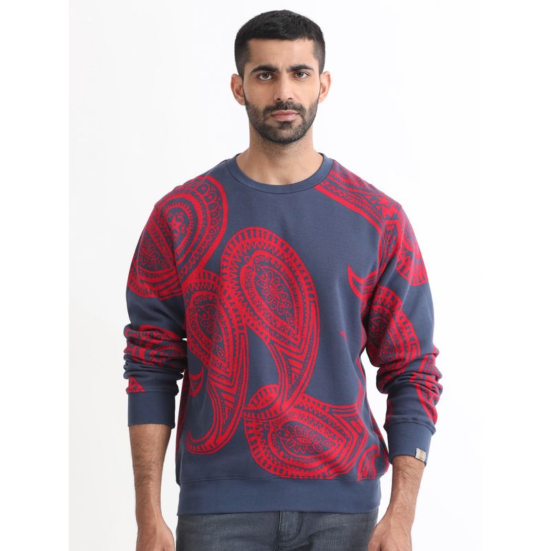 Rare Rabbit Blue Graphic Print Sweatshirt (S)