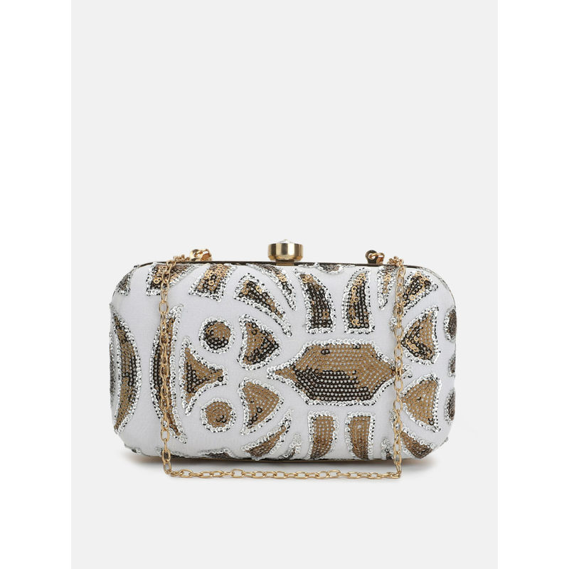 Buy Fabbhue Women Gold Box Clutch Online