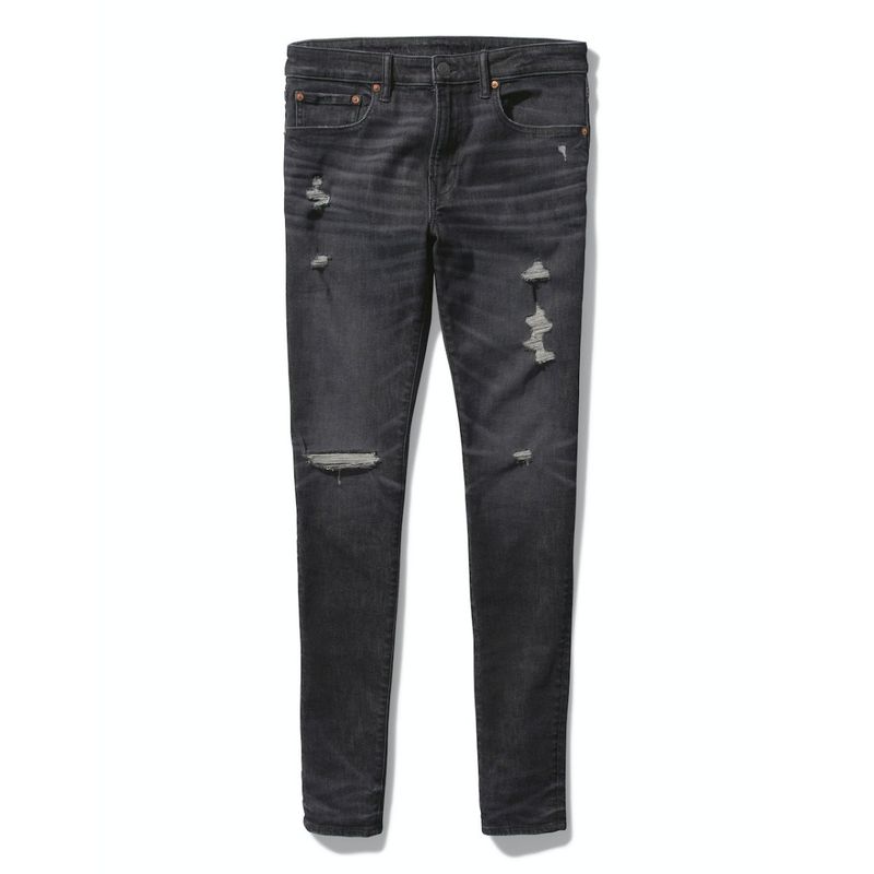 American Eagle Men Black Airflex 360 Ripped Super Skinny Jeans Buy