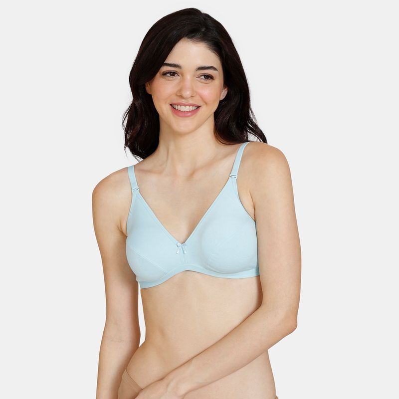 Zivame Beautiful Double Layered Non Wired 3-4Th Coverage Backless Bra - Clear Water Blue (34C)