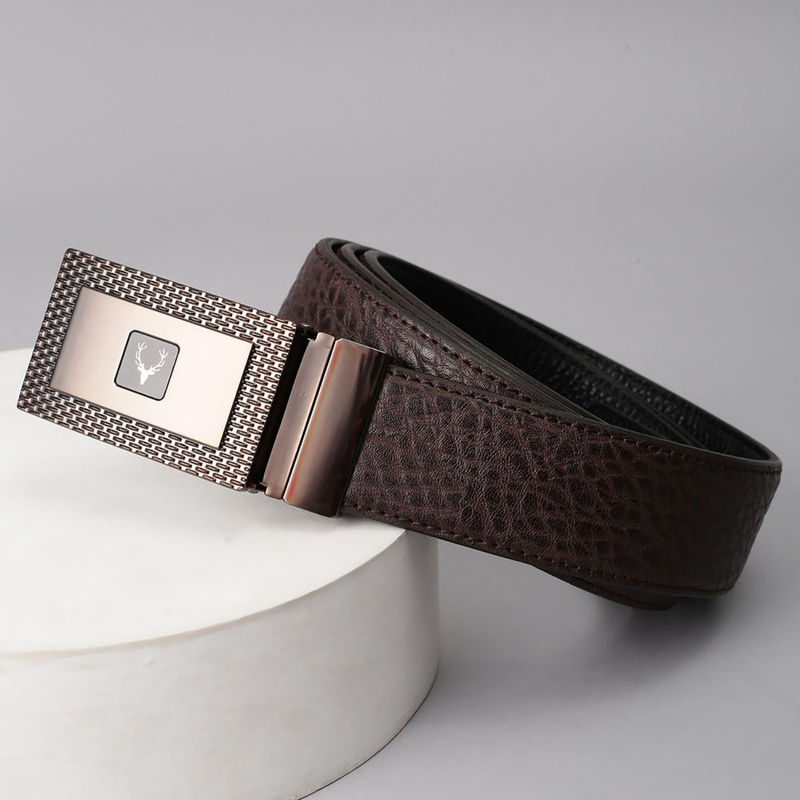 Allen Solly Men Brown Textured Formal Reversible Belt (S)