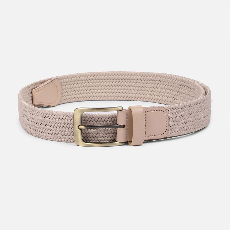 Van Heusen Men Beige Textured Casual Belt (L)