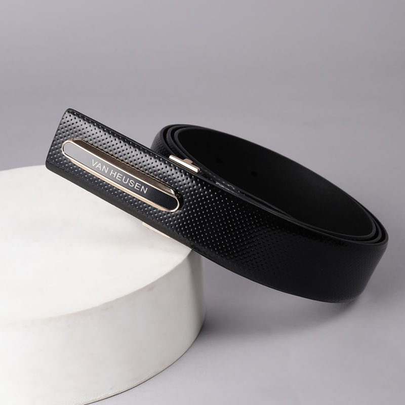 Van Heusen Men Black Textured Formal Belt (XL)
