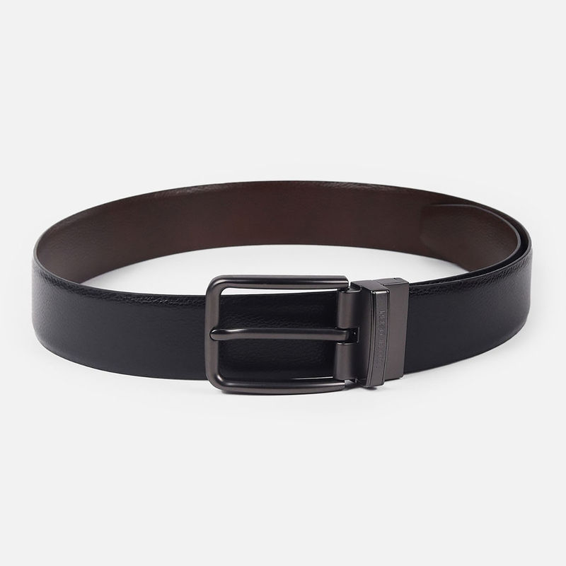 Van Heusen Men Black Textured Formal Reversible Belt (M)