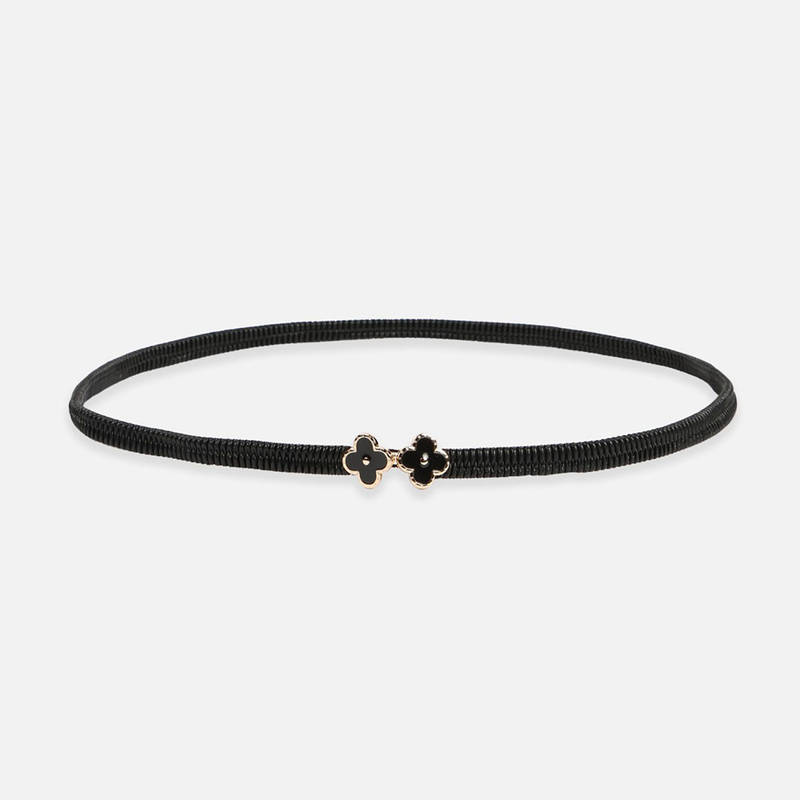 Van Heusen Women Black Textured Casual Belt (L)