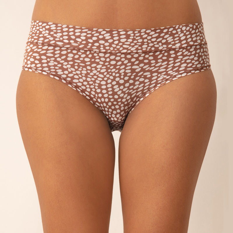 Nykd by Nykaa Super 4 Way Stretch Hipster Panty-NYP342-Brown Polka (S)