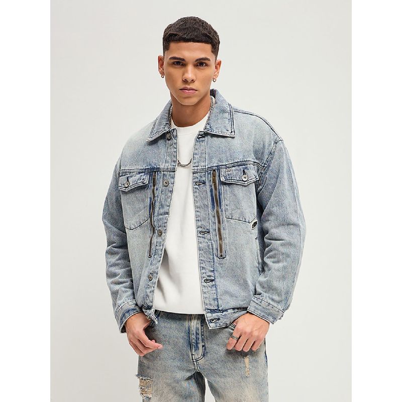 Flipkart Men's Fashion Washed Denim Jacket THE BEAR HOUSE Men