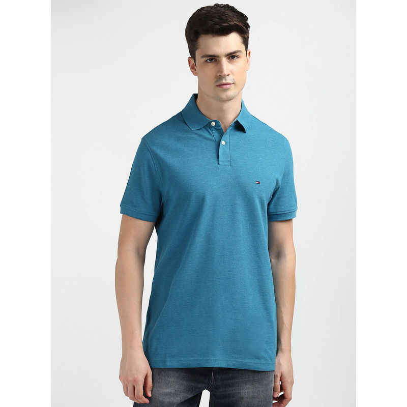 Tommy Hilfiger Teal Collar Neck Solid Polo T-Shirt (S)