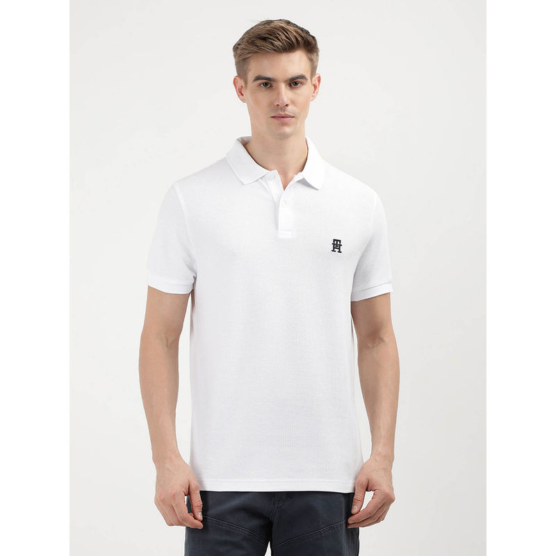 Tommy Hilfiger White Textured Polo T-Shirt (XL)