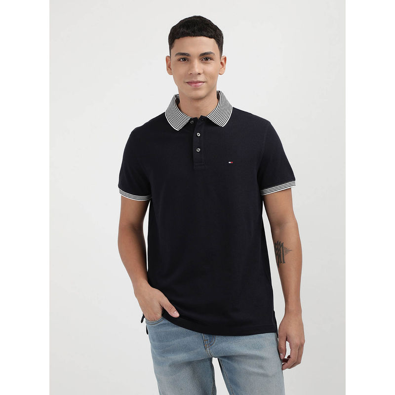 Tommy Hilfiger Black Solid Polo T-Shirt (S)