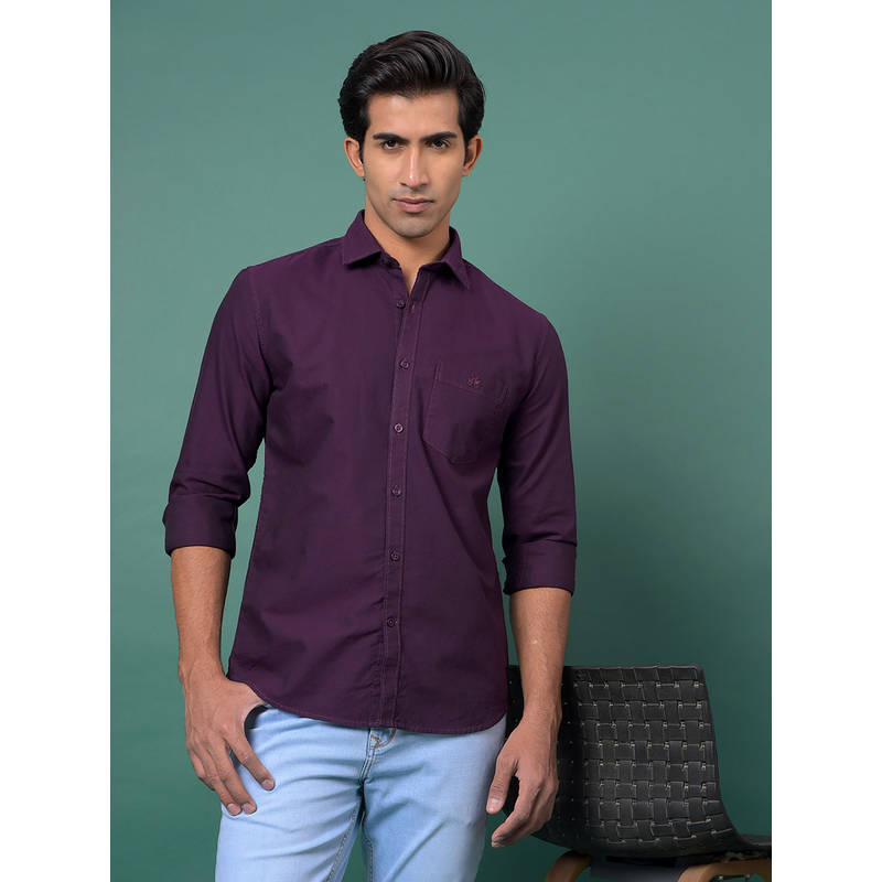 CRIMSOUNE CLUB Men's Wine Solid Shirt (S)