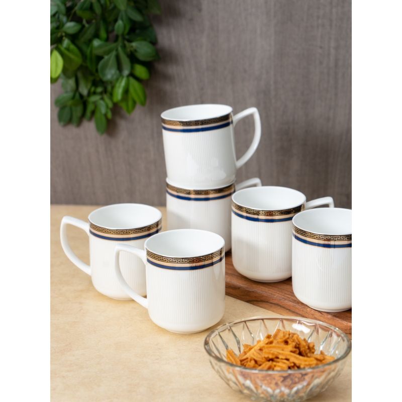 Buy JCPL Fine Ceramic Jiva Tea, Coffee Cup Set Of 6 180 Ml Each Online