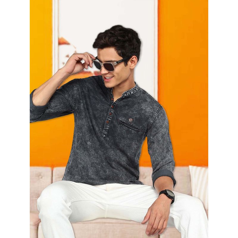 KUONS AVENUE Men Grey Solid Short Kurta (XL)