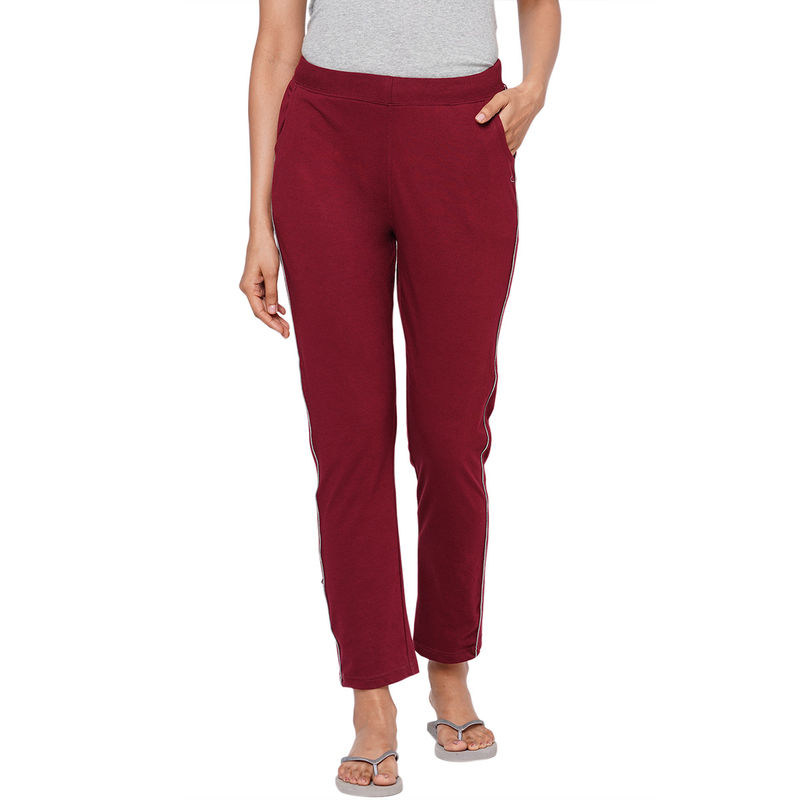 Sweet Dreams Women Solid Cotton Rich Lounge Pants/Pyjamas Red (M)