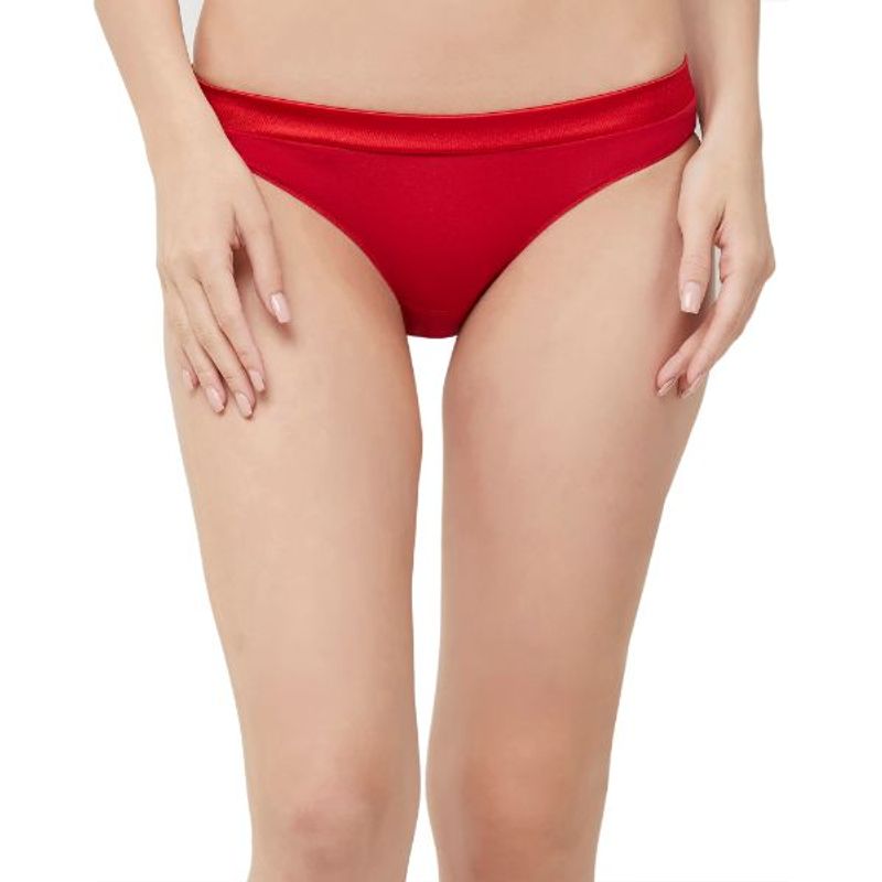 SOIE Women'S Red Satin Panelled Panty (XL)