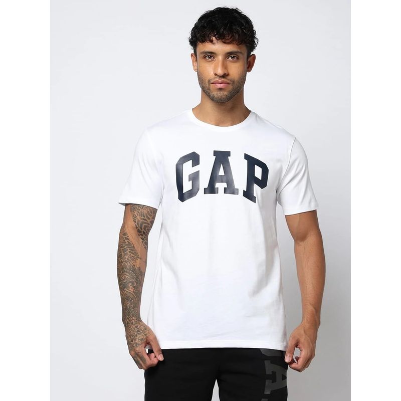 GAP White Logo Print Slim Crew Neck T-Shirt (S)