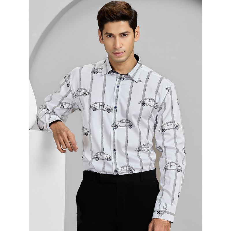 Albino White Cotton Casual Full Sleeves Shirt (S)