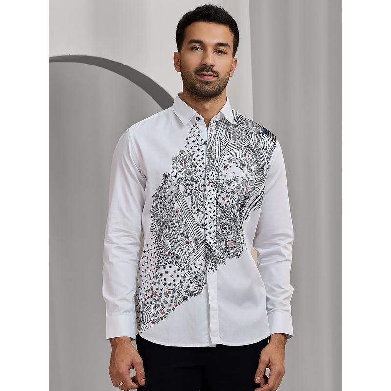 Albino White Cotton Casual Full Sleeves Shirt (S)