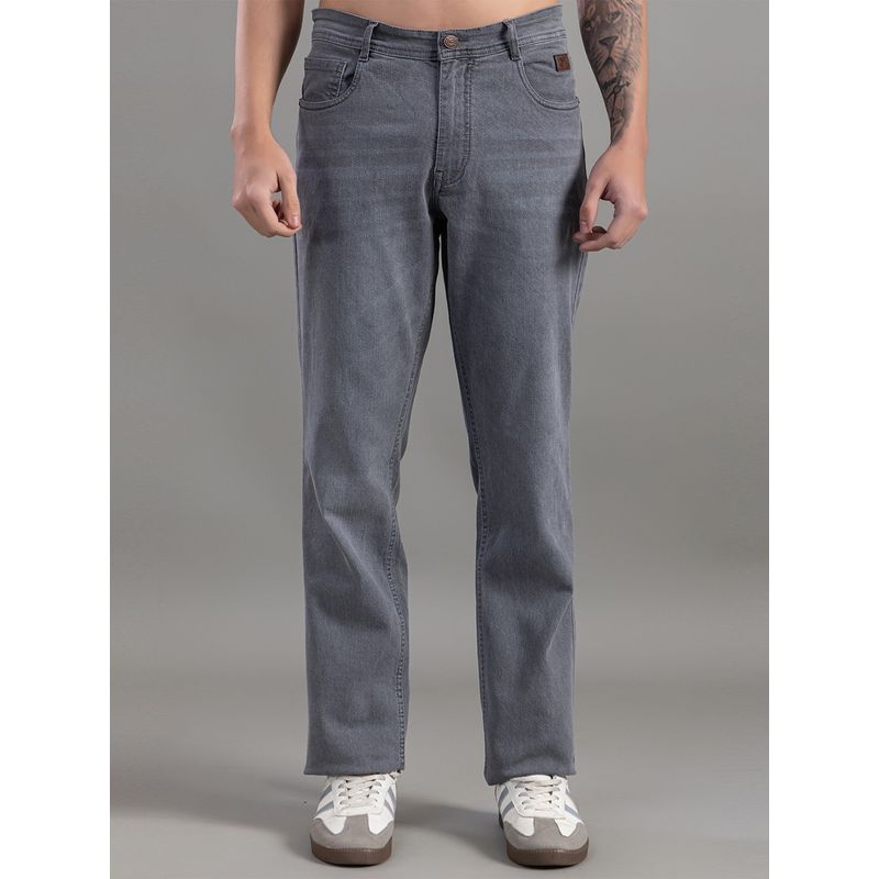 Club York Grey Straight Fit Solid Denim Jeans (30)