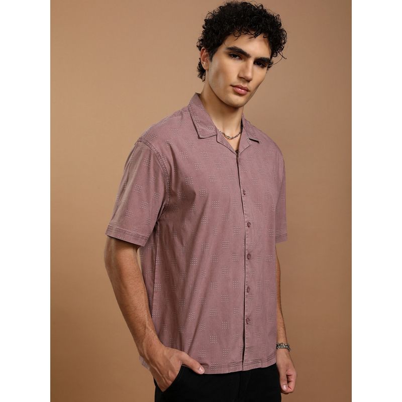 HIGHLANDER Cotton Printed Mauve Shirt (L)