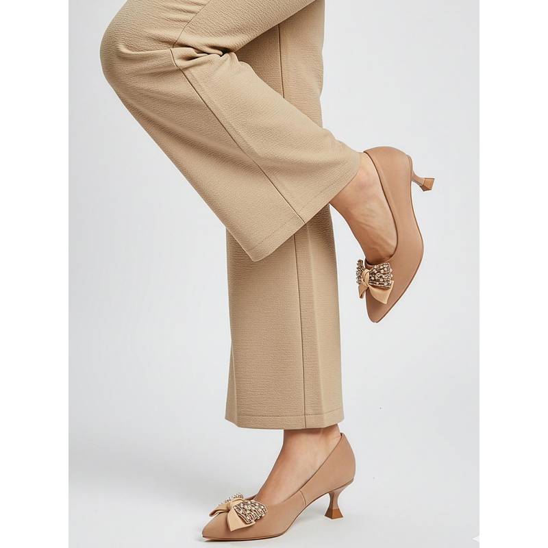 Dollphin Women Beige Pointed Toe Pumps (EURO 38)