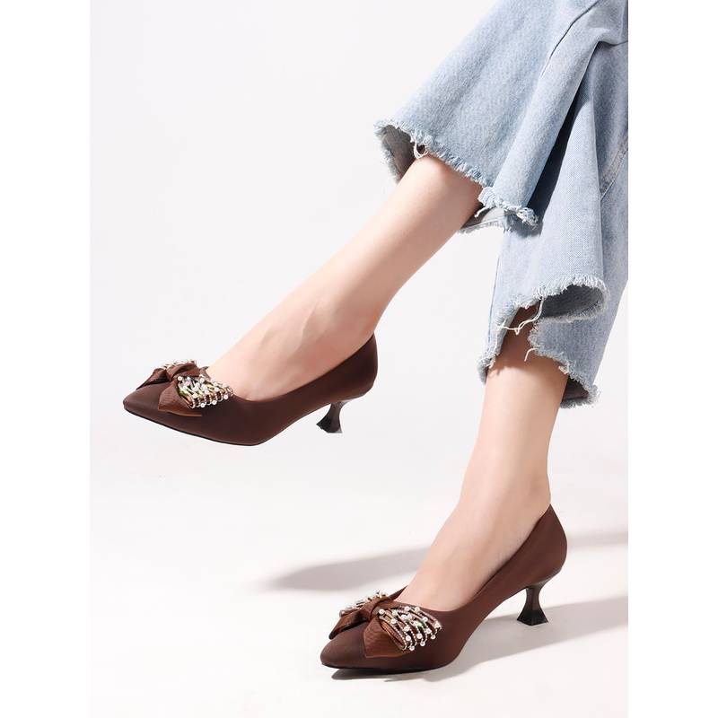 Dollphin Women Brown Pointed Toe Pumps (EURO 37)