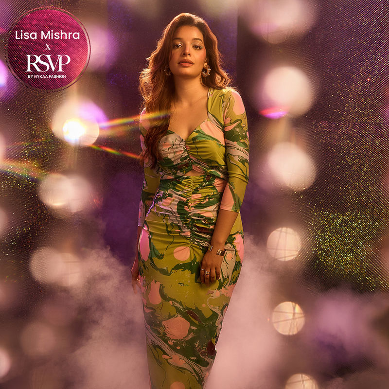 RSVP by Nykaa Fashion Multicolor Abstract Sweetheart Neck Bodycon Midi