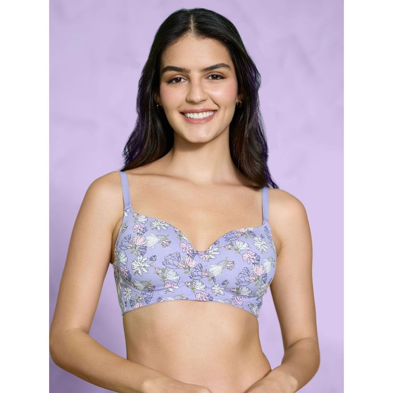 Nykd by Nykaa Everyday Delicate Floral Bra-Light Blue-NYB274 (34B)