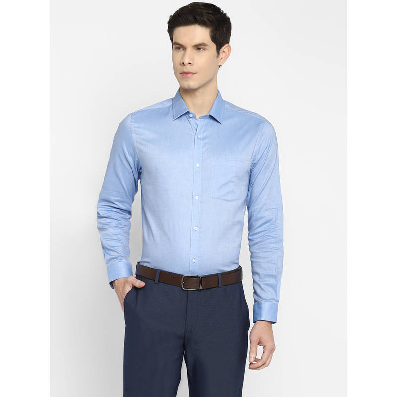 Turtle Men Cotton Regular Fit Light Blue Solid Formal Shirt (40)